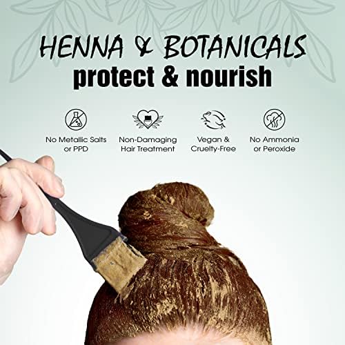 Medium Brown henna hair dye results concept