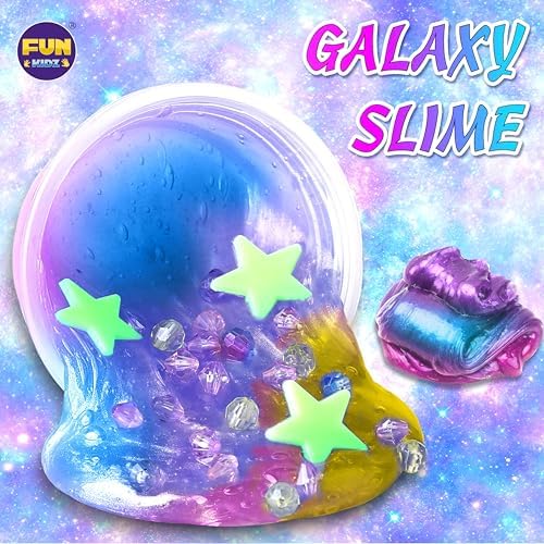 Durable purple storage bucket with a handle holding all slime making ingredients securely