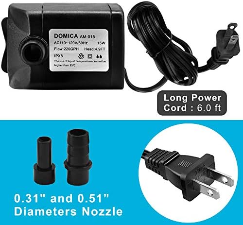 DOMICA aquarium water pump showing tool free disassembly for easy cleaning