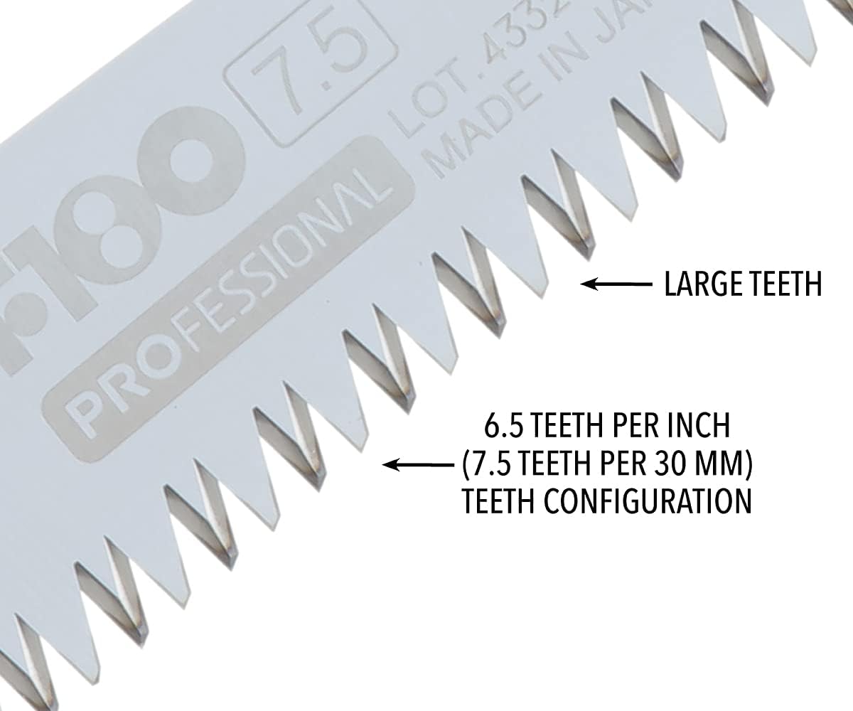 Genuine Silky F180 professional replacement saw blade showing the hard chrome plated finish layout