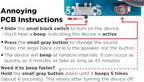 AnnoyingPCB three year operation mini beeping device packaged for premium novelty gift presentation