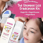 Fairy LiceMothers MagicMousse enzymatic lice treatment bottle for pesticide-free hair care.