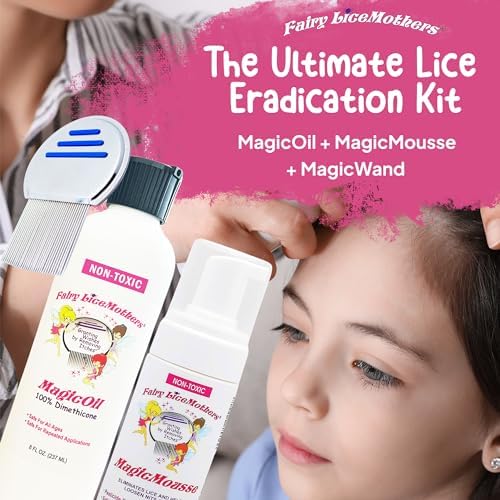 Fairy LiceMothers MagicMousse enzymatic lice treatment bottle for pesticide-free hair care.