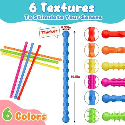 Silicone textured quiet fidgets being twisted and bent by a hand