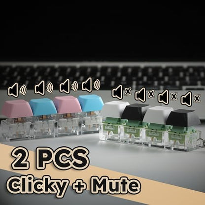 TGIFXD silent keyboard fidget keychain highlighting the distinct white and pink keycap textures used for discrete stress relief