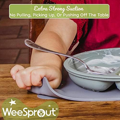 WeeSprout flexible waterproof dining mats being placed into the top rack of a dishwasher for cleaning