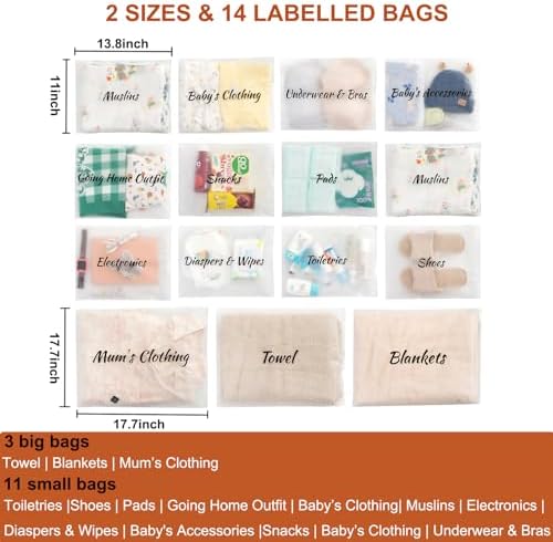 Different sizes of Manwu maternity organizer bags for baby clothes
