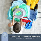 Hygienic one piece dreambaby easy clean toilet topper being wiped down