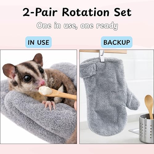 Bite-resistant animal handling gloves used for hedgehog grooming and paw checks.