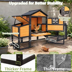 Chicken Coop with Run for 4-6 Chickens, Outdoor Mobile Hen House with Wheels, Easy Clean Nesting Box and Tray, Waterproof Asphalt Roof, Better Airflow, Wooden Poultry Cage, Brown, 81.5"x25.6"x44.1" - Image 5