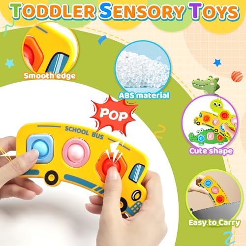 Chilvil toddler travel toys being flipped over to pop the colorful silicone bubbles from the reverse side