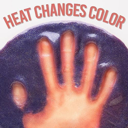 Texture close up of non toxic hypercolor thinking putty being stretched