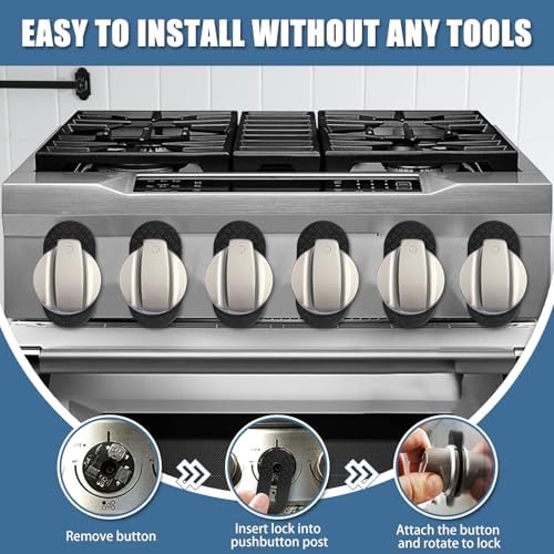 Close up of Axfvd gas stove knob lock functionality