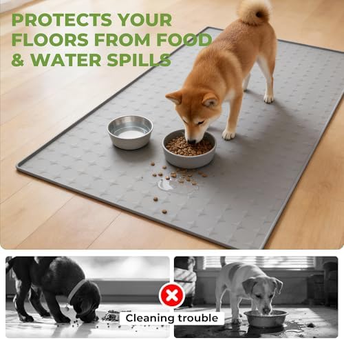 Machine washable extra large pet food mat for large dogs