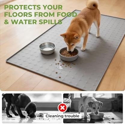 Machine washable extra large pet food mat for large dogs