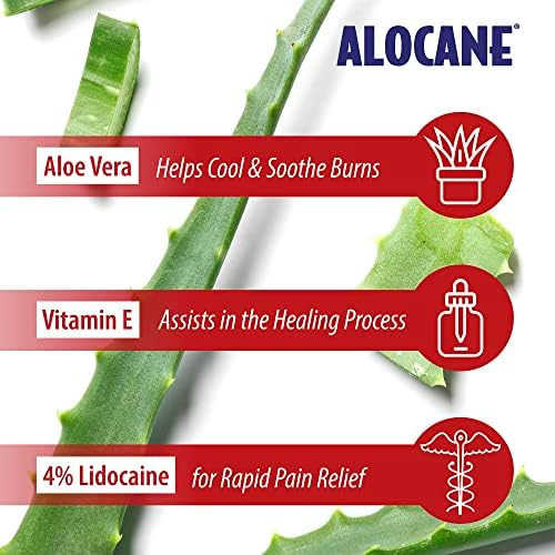 Alocane emergency burn gel with aloe vera and vitamin E for manufacturing plant safety.