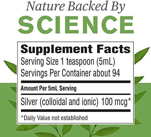 Nature's Sunshine Silver Shield Colloidal Silver supplement facts and ingredient list panel