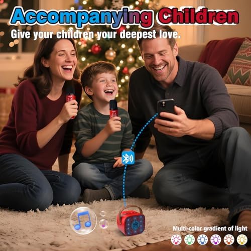 Kids wireless microphone set with spider web pattern design for duet performances