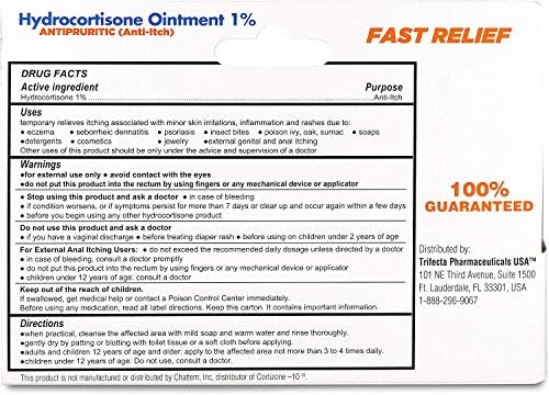 Globe 1 ounce hydrocortisone ointment tubes showing active ingredient information.