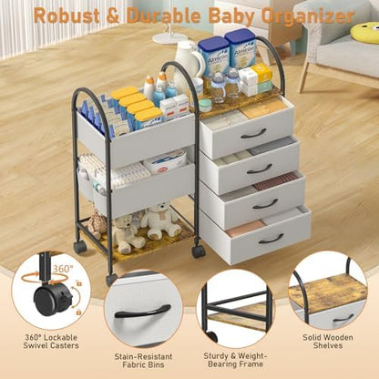 Onwayhome diaper organizer cart with customizable dividers