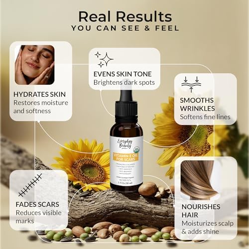 Natural vitamin E oil for surgery scars and stretch mark care packaging