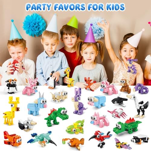 Close up view of non toxic ABS plastic blocks from the Hogokids party favor set.
