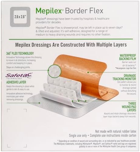 Mepilex self adherent soft silicone foam dressing close up view
