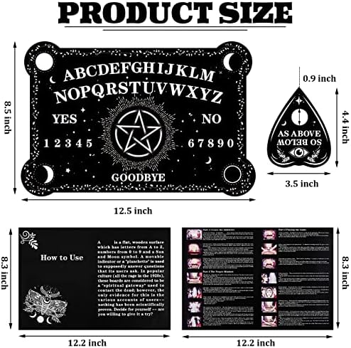 Wooden spirit board with planchette for metaphysical divination