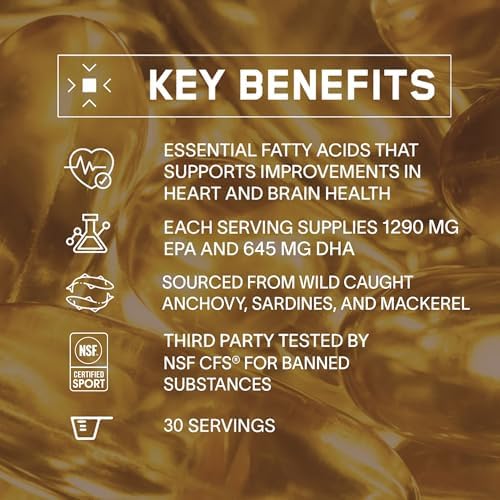 Bare Performance Nutrition Omega 3 triglyceride fish oil softgel capsules container with IFOS and NSF sport certifications