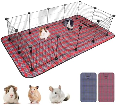 Pet Playpen with Mat, Small Animal Cage with Mat, Guinea Pig Cages, Puppy Pen for Indoors with Colorful Mat, 12 Panels Interior Metal Wire Yard Fence - Image 2