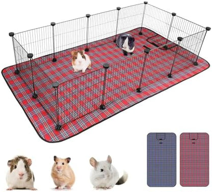 Pet Playpen with Mat, Small Animal Cage with Mat, Guinea Pig Cages, Puppy Pen for Indoors with Colorful Mat, 12 Panels Interior Metal Wire Yard Fence - Image 2