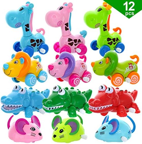 GiftExpress clockwork animal toys collection displaying lion and giraffe variants
