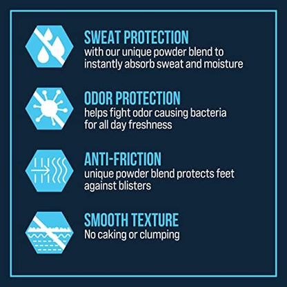 XtraCare cooling foot powder spray being applied for blister defense