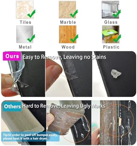 Clear silicone baby proofing strip applied to glass cabinet edge