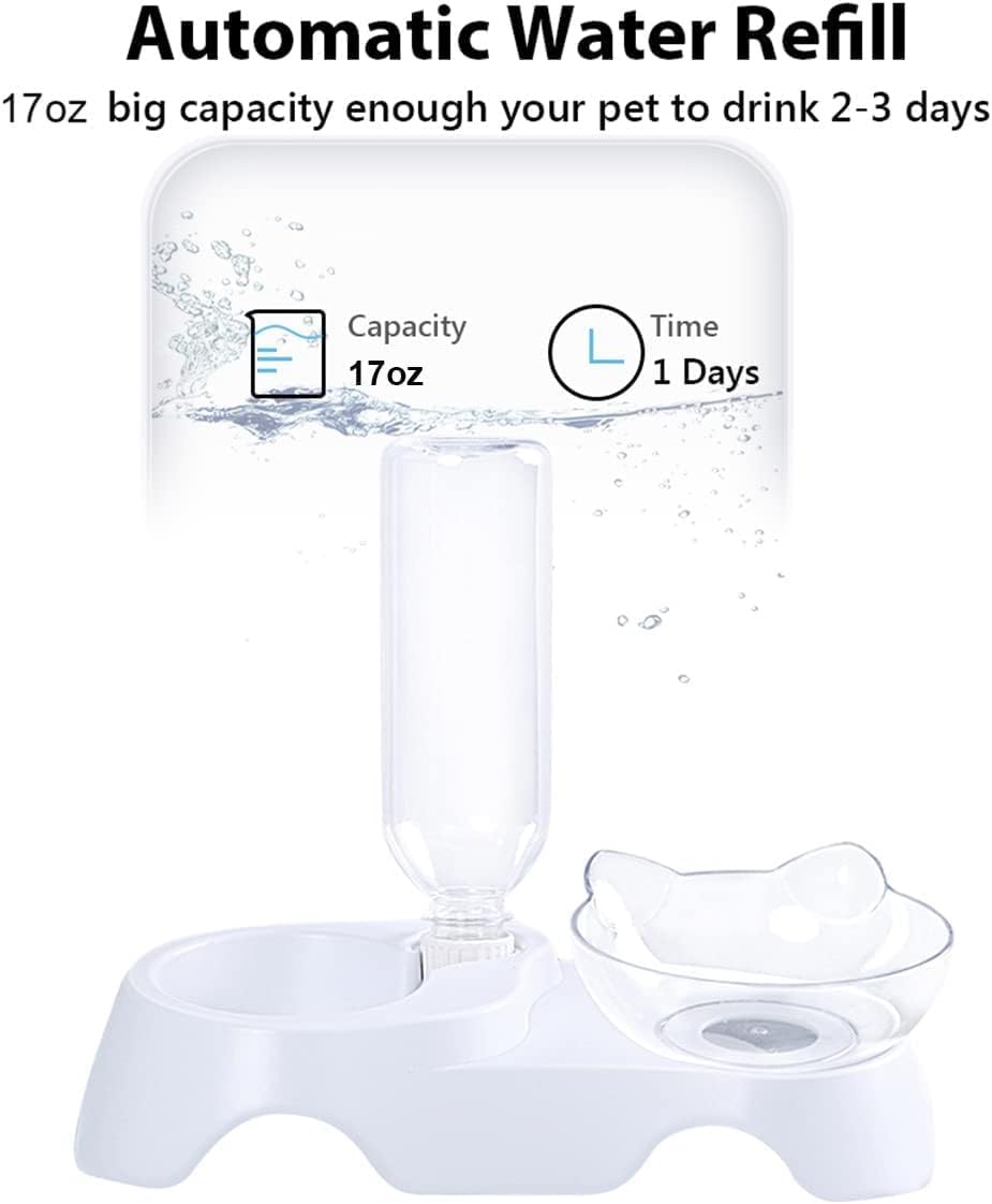 MILIFUN 15 degree tilted pet bowl highlighting the ergonomic neck protection design for cats
