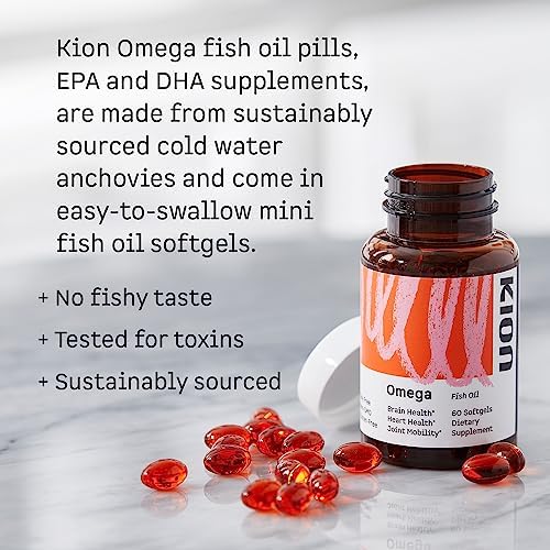 Close up of Kion omega 3 mini softgels on a clean surface