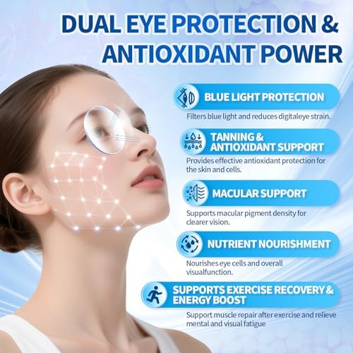 VivoNu eye vitamins packaging highlighting twelve milligrams astaxanthin and forty milligrams lutein