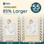 Reli. extra large changing pad liners laid flat showing size