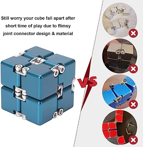 Lifidea blue aluminum infinity cube sitting next to its black zippered protective carrying case
