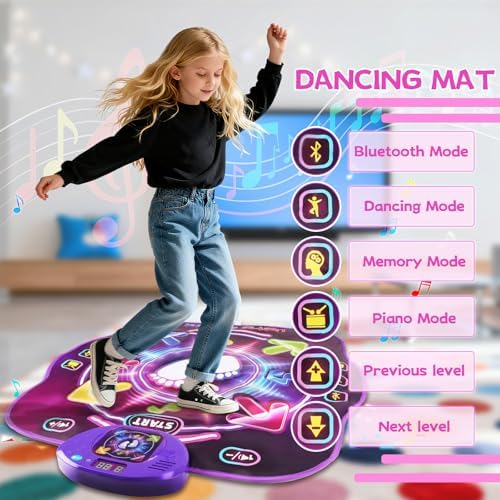 Child playing on Dforce music playmat with light up arrows