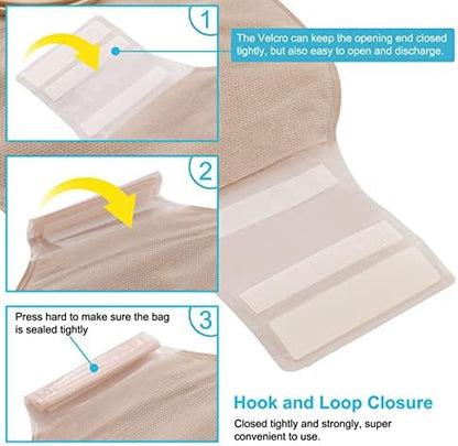 VLOOKUP medical grade drainable pouches showing non woven fabric backing and integrated carbon filter