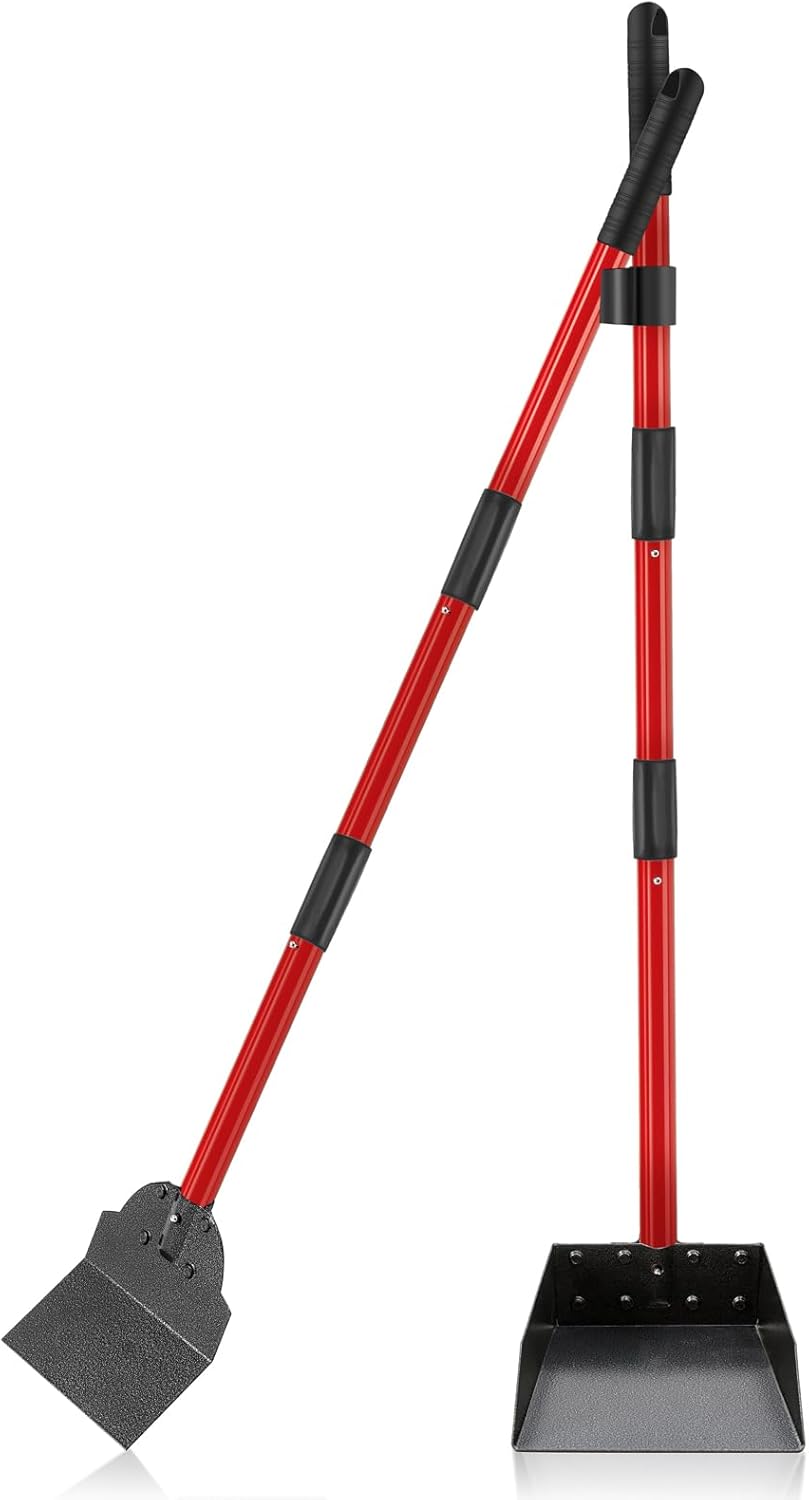 Dog Pooper Scooper,Tray and Spade Set Poop Scooper for Dogs, Adjustable Long Handle Metal Pooper Scooper with Bin for Pet Waste Removal, No Bending Clean Up for Medium and Large Dogs - Image 12