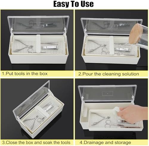 Juxyes sterilizing tray holding manicure tweezers and clippers