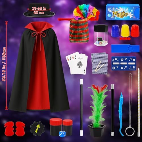 Magic Kit, Magic Tricks for Kids, Magic Set Includes Magic Wand Magician Costume, Pretend Play with Instruction for Kid Beginners, Christmas Halloween Birthday Gift Toys for Boys Girls Age 6-12 - Image 3