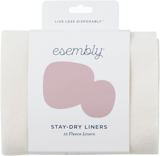 Esembly Cloth Diaper Stay-Dry Fleece Diaper Liner, Moisture-Wicking, Keeps Baby Dry, Prevents Staining, Protects Diaper, Easier to Clean, Washable, Reusable, Super-Soft, 12-Pack, One Size - Image 1