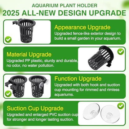 Borlech large aquarium planter attached to rimless fish tank glass using suction cups.
