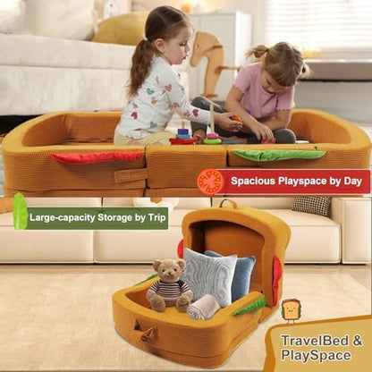 Liftoza travel crib showing the integrated safety rail side bumpers