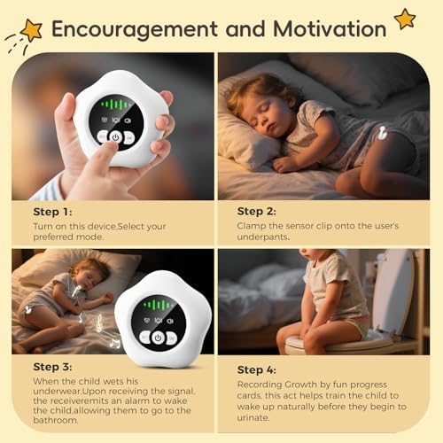 Prabensei compact bedwetting monitor with USB-C rechargeable battery ports highlighted