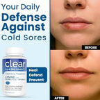 Clear Probiotics Lysine Cold Sore Treatment daily routine usage graphic