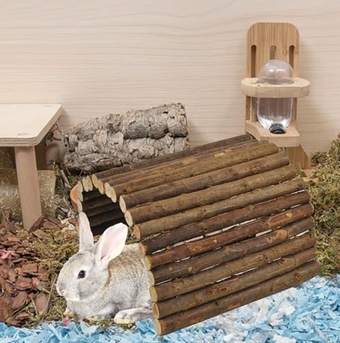 kathson Rabbit Wooden Bridge(20.0 x 11.8 inches),Guinea Pig Wood Tunnel Large Bunny Ladders Small Animal Flexible Hideout for Hamster Chinchillas Guinea Pig Hedgehog and Other Rodents - Image 8